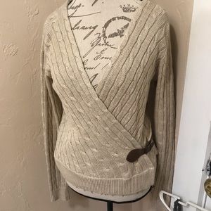 Ralph Lauren Linen Wrap Sweater w/Leather & Buckle